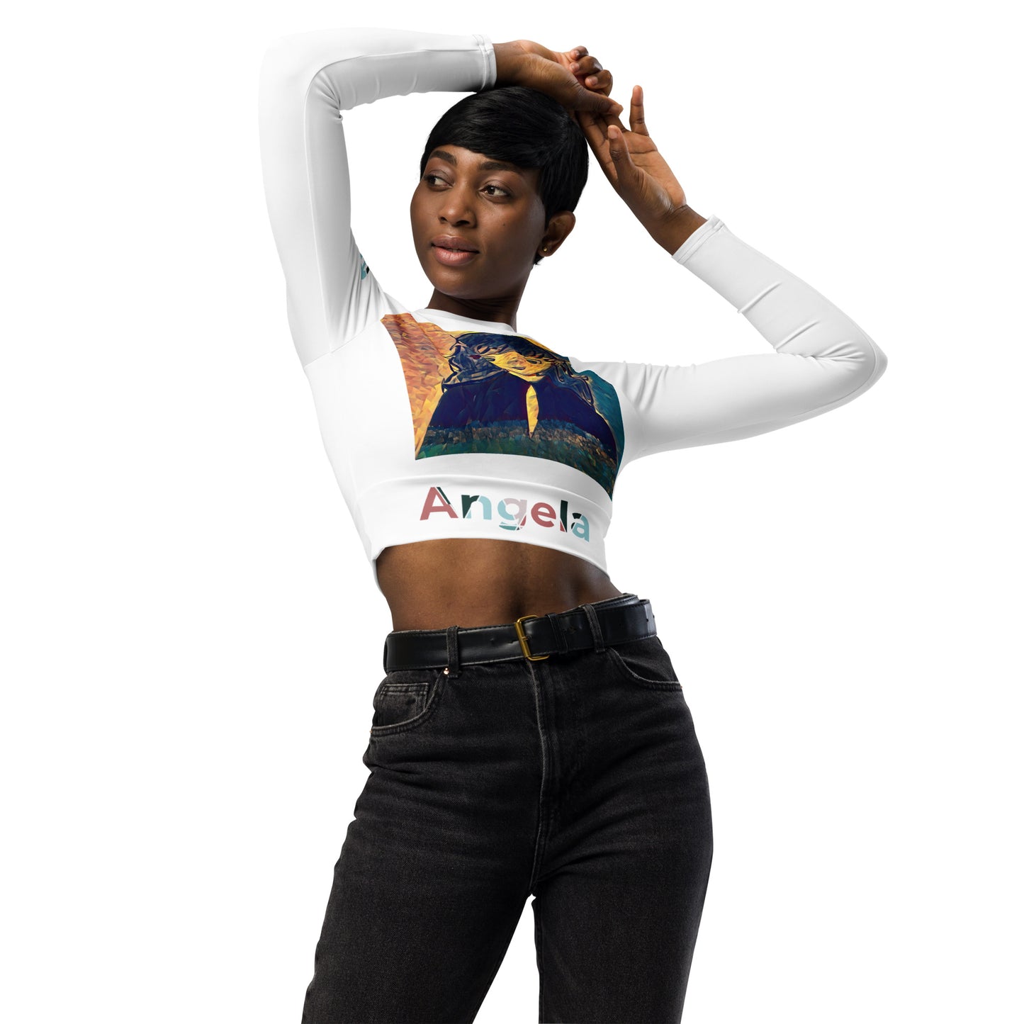 Recycled long-sleeve crop top